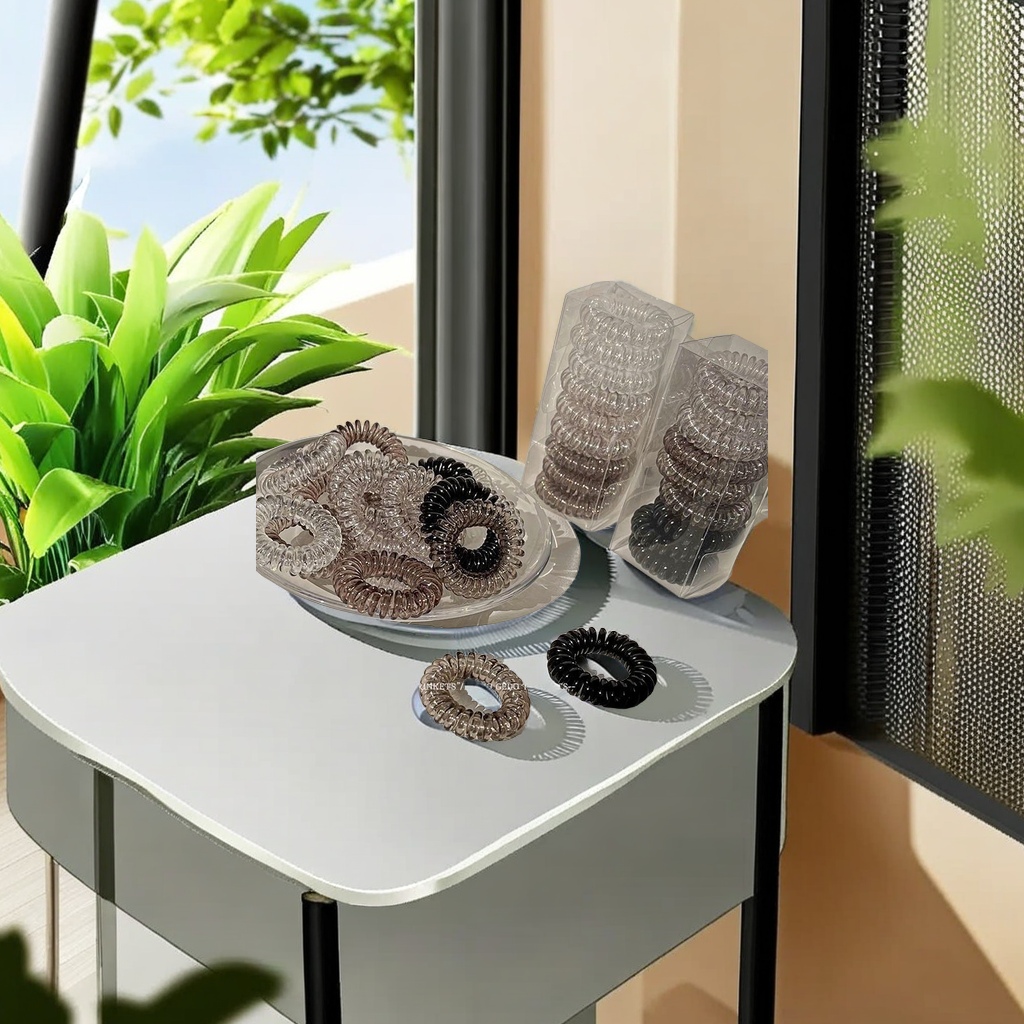 小清新素色小号个盒装电话线发圈 持久耐用不伤发质 简约时尚发饰发带女士必备