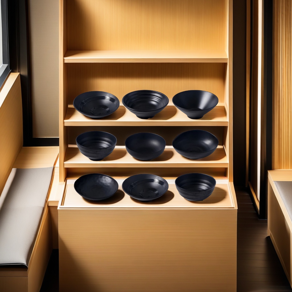 密胺黑色塑料面碗 批发日式面馆专用磨砂拉面碗 麻辣烫碗 米线汤粉碗 碗具一体化解决方案