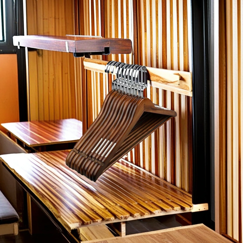 实木衣架木质衣架子无痕衣架家用服装店衣挂复古防滑架子批发裤架