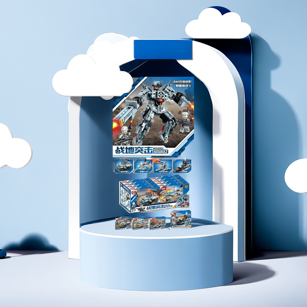 Creative toys, children's educational building blocks, transformable steel robot models, parent-child interactive learning toys and gifts