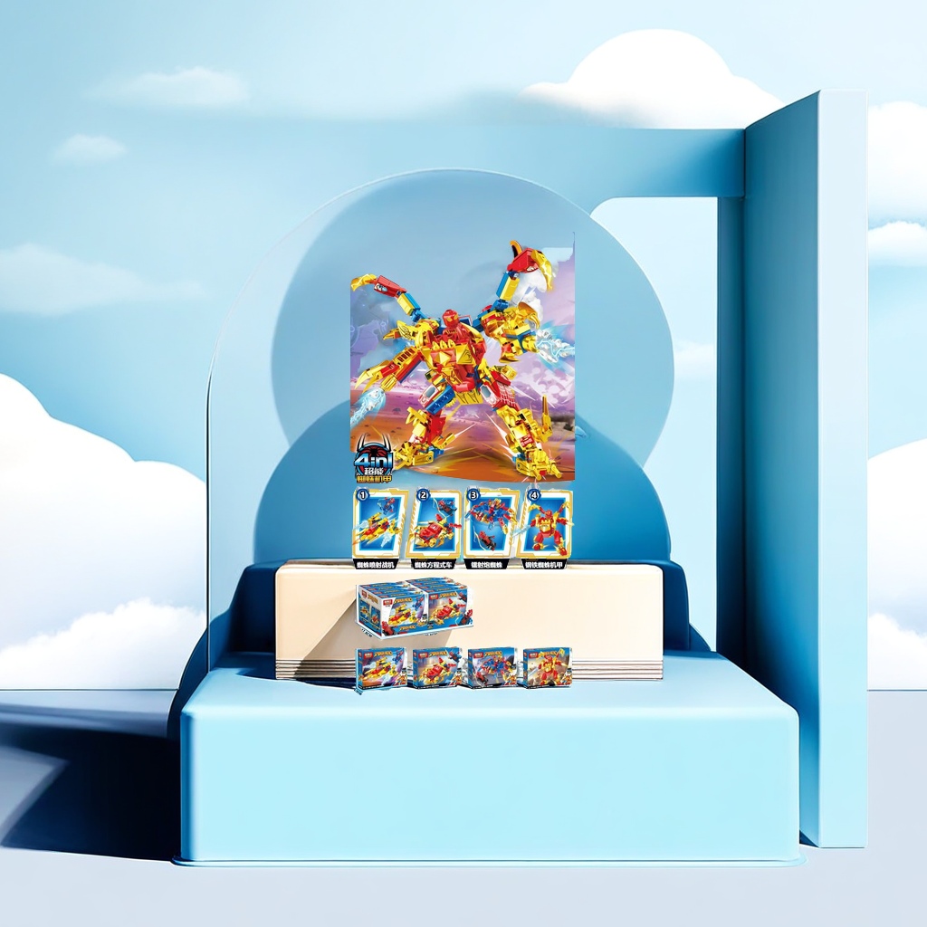 Creative toys, children's educational building blocks, transformable steel robot models, parent-child interactive learning toys and gifts details Picture