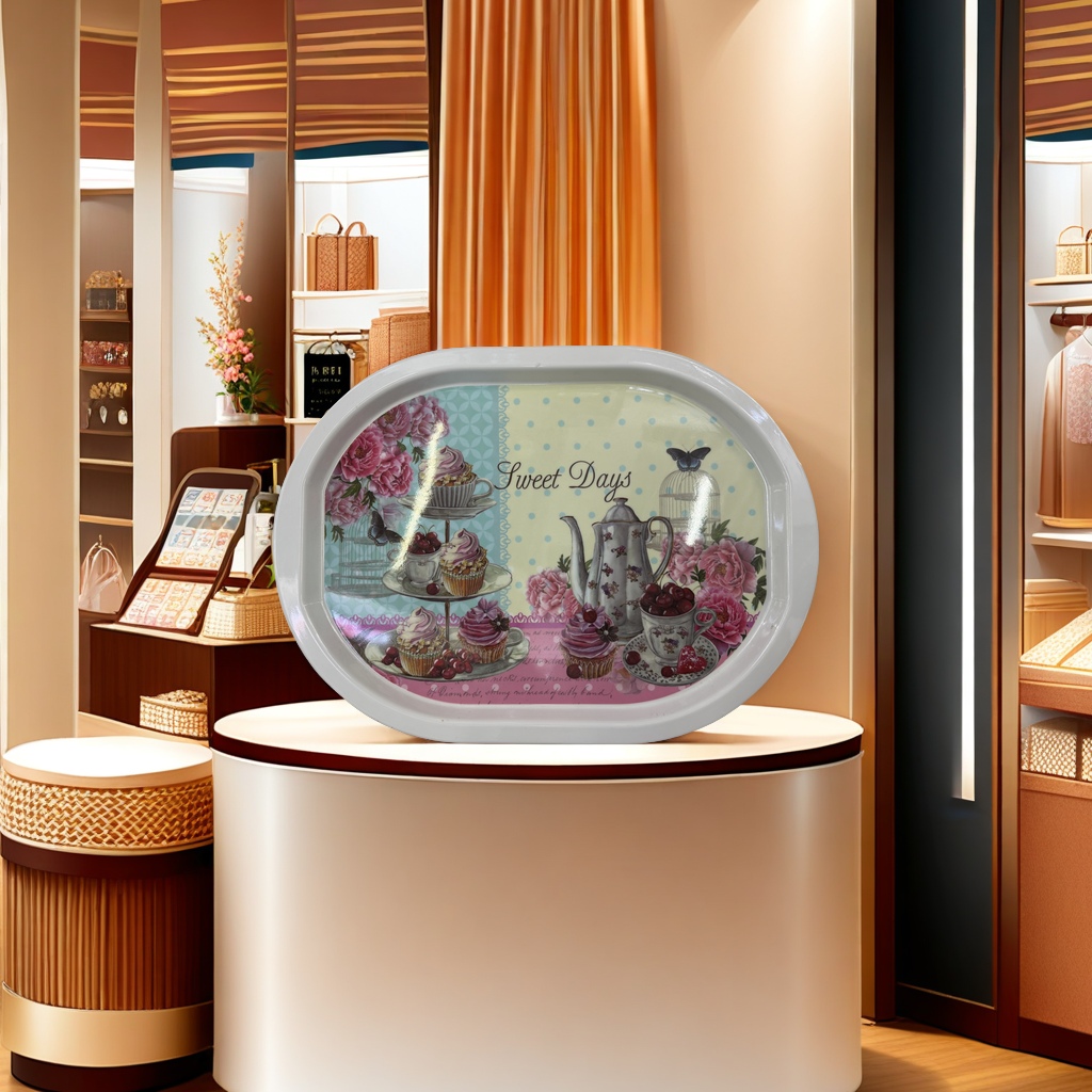 盘子/餐具餐盘/金色不锈钢盘/碗碟盘子/陶瓷韩盘产品图