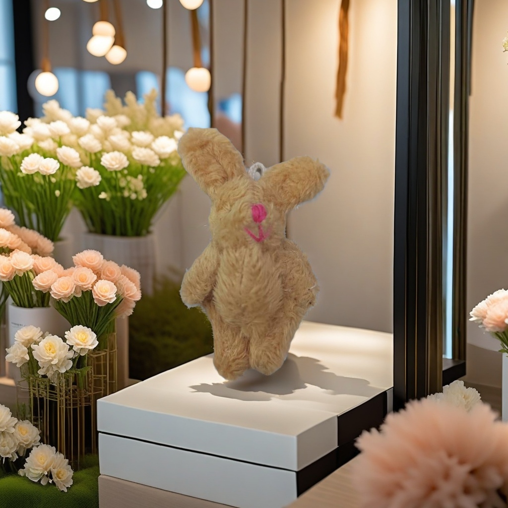 Multicolored plush rabbit toys details Picture