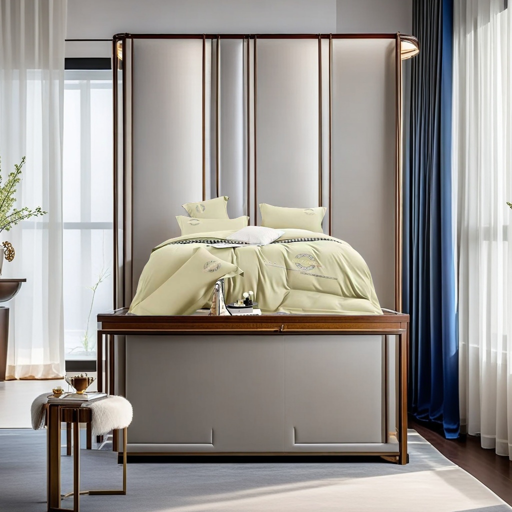 豪华丝绸家纺四件套 纯色床上用品套件 滑爽舒适优雅床品套装