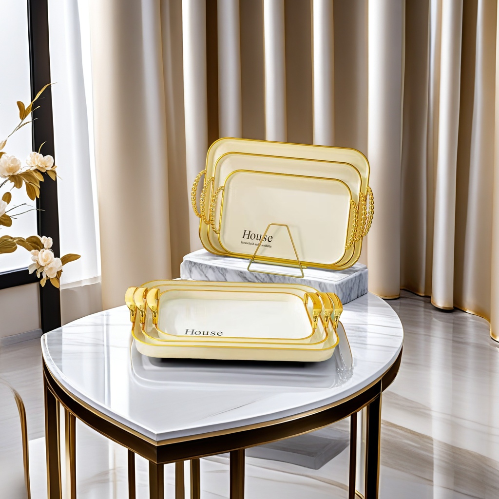 金边轻奢时尚餐盘果盘三件套