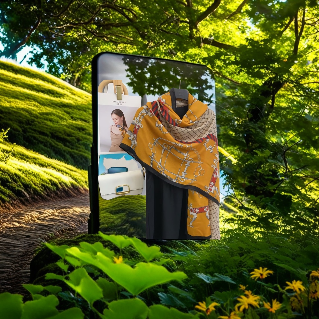 阿拉伯女士时尚头巾新款流行印花棉麻机器卷边长巾披肩 爱马仕橙色 咖啡色款式优雅气质显瘦