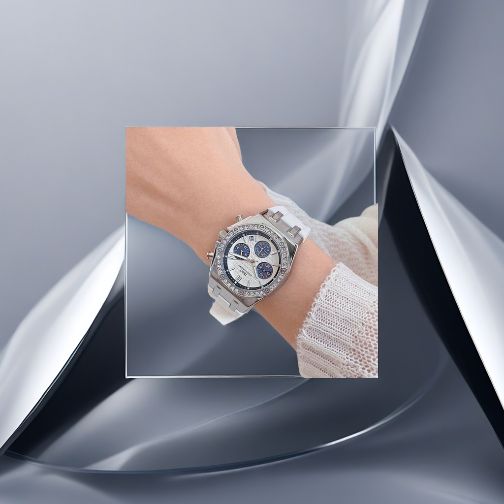 IBS Aubisino O fashionable silicone watch with diamond-encruted large dial, multi-functional trendy unisex watch, bestseller on Douyin Live streaming, quartz movement for precise timekeeping details Picture