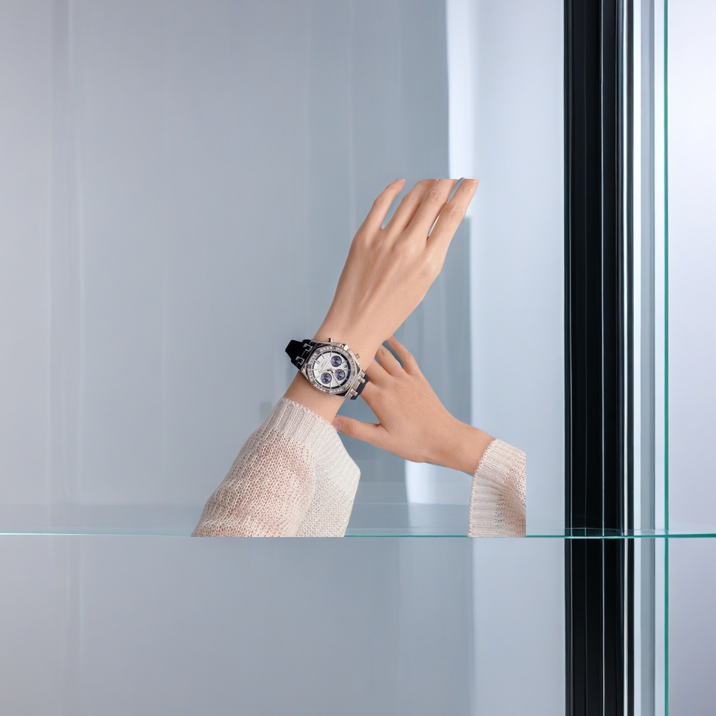 IBS Aubisino O fashionable silicone watch with diamond-encruted large dial, multi-functional trendy unisex watch, bestseller on Douyin Live streaming, quartz movement for precise timekeeping Specification image