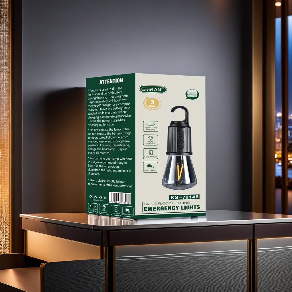 Solar bulb, charging lamp, emergency light, integrated plug-in with lamp function, environmentally friendly and energy-saving charging lamp, suitable for both outdoor and indoor use details Picture