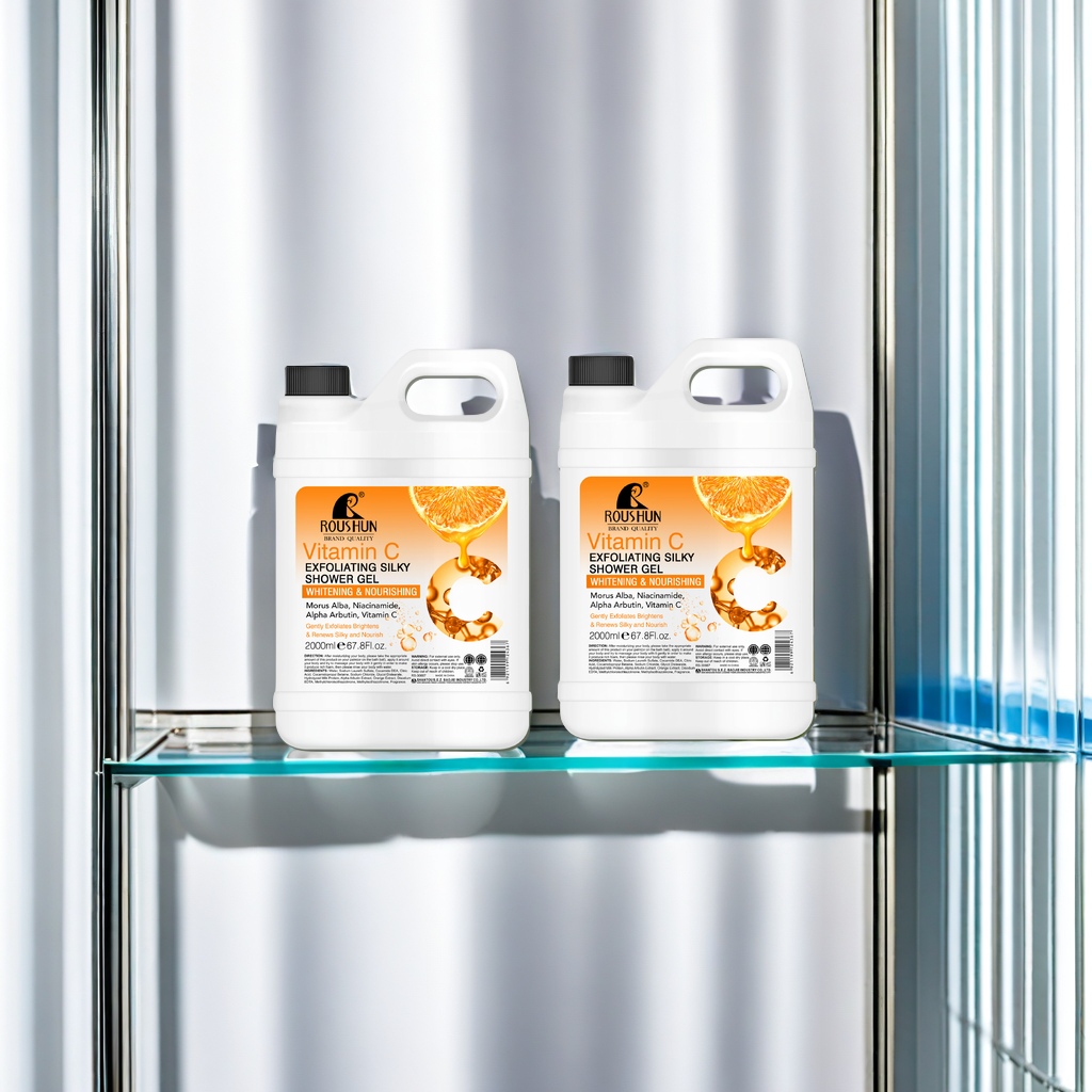 ROUSHUN Soft VC Vitamin C Shower Gel Body Wash Lotion Texture Gel Gel Type Gentle Cleansing Brightens Complexion Deep Nourishment details Picture