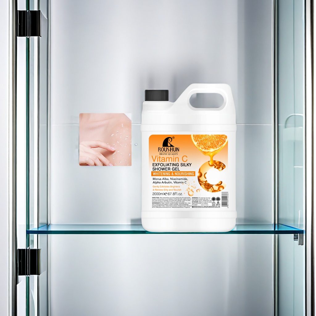 ROUSHUN Soft VC Vitamin C Shower Gel Body Wash Lotion Texture Gel Gel Type Gentle Cleansing Brightens Complexion Deep Nourishment Application Scenario