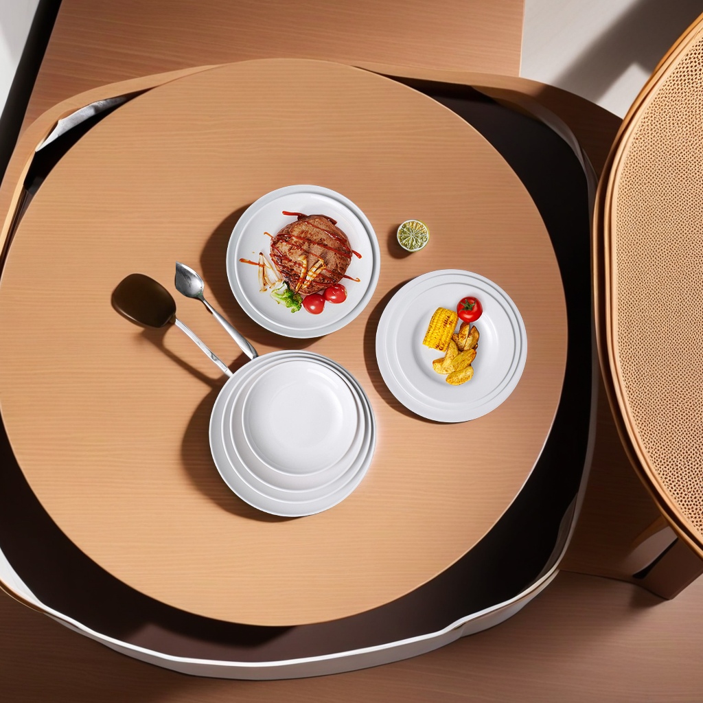 Melamine material white round dish imitation porcelain sense hot pot restaurant special restaurant buffet fast food dishes durable and easy to clean details Picture