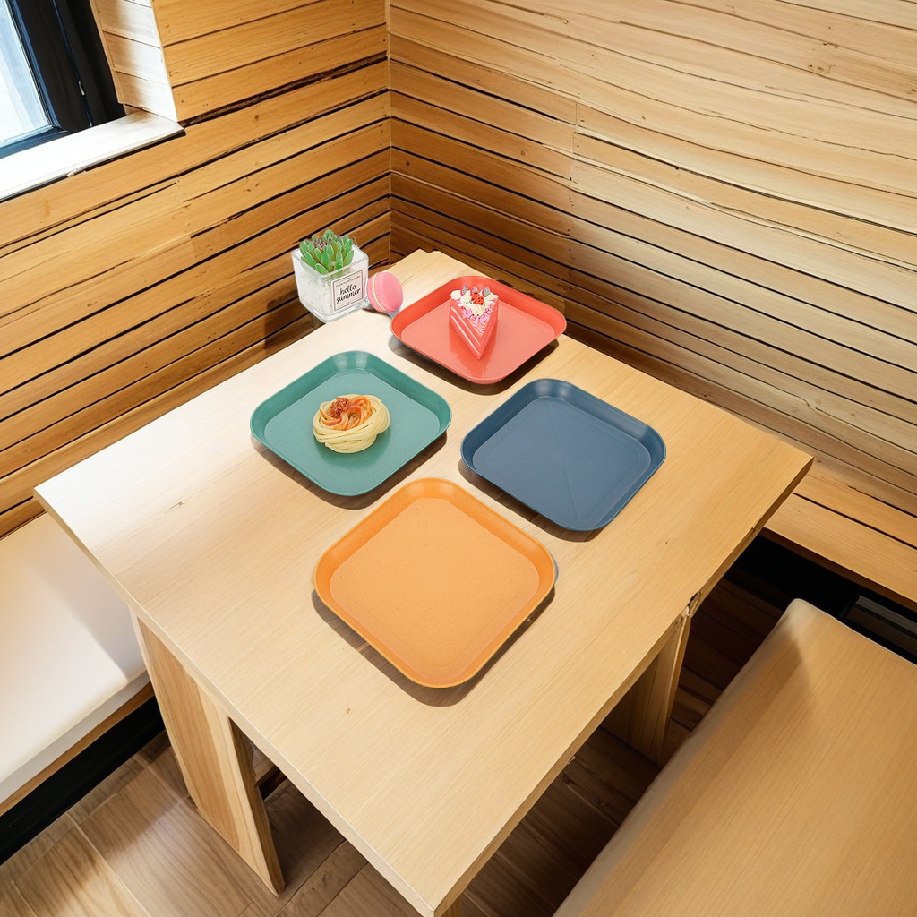Nordic style cross-border wheat straw square dish household bone spitting dish fruit snack dish Plastic plate wholesale environmentally friendly material small plate details Picture