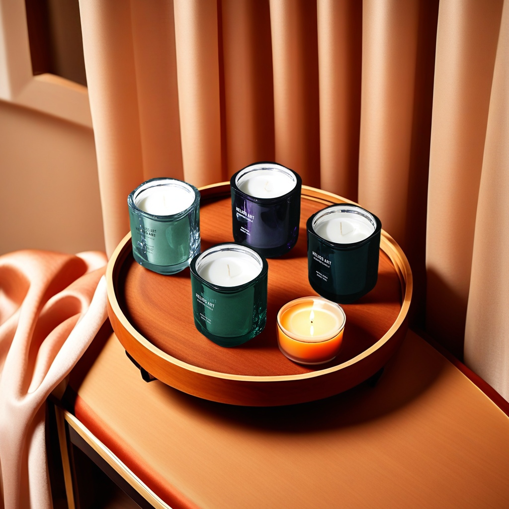 Four-color essential oil scented candle, glass cup, creative home decoration, smokeless souvenir gift, light luxury life, scented candle gift box set details Picture