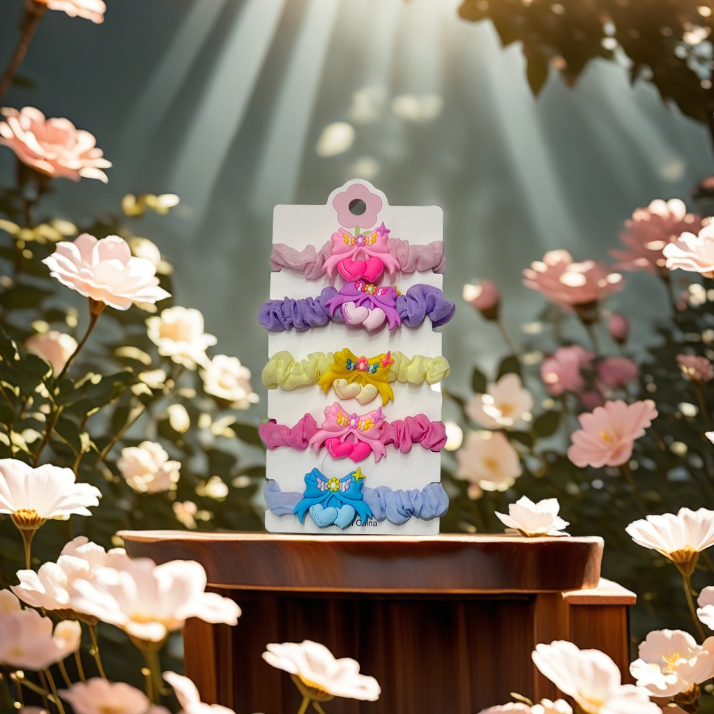 Children's cartoon small intestine hair bands are safe, non-toxic, soft, chewy and brightly colored Specification image