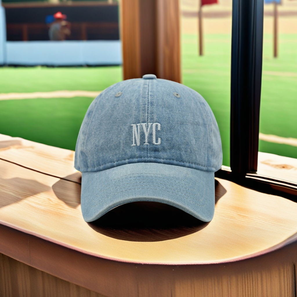 The retro baseball caps for men and women embroidered in NYC, washed denim baseball caps, embroidered and aged outdoor sun hats, and adult caps are all fashionable and trendy details Picture