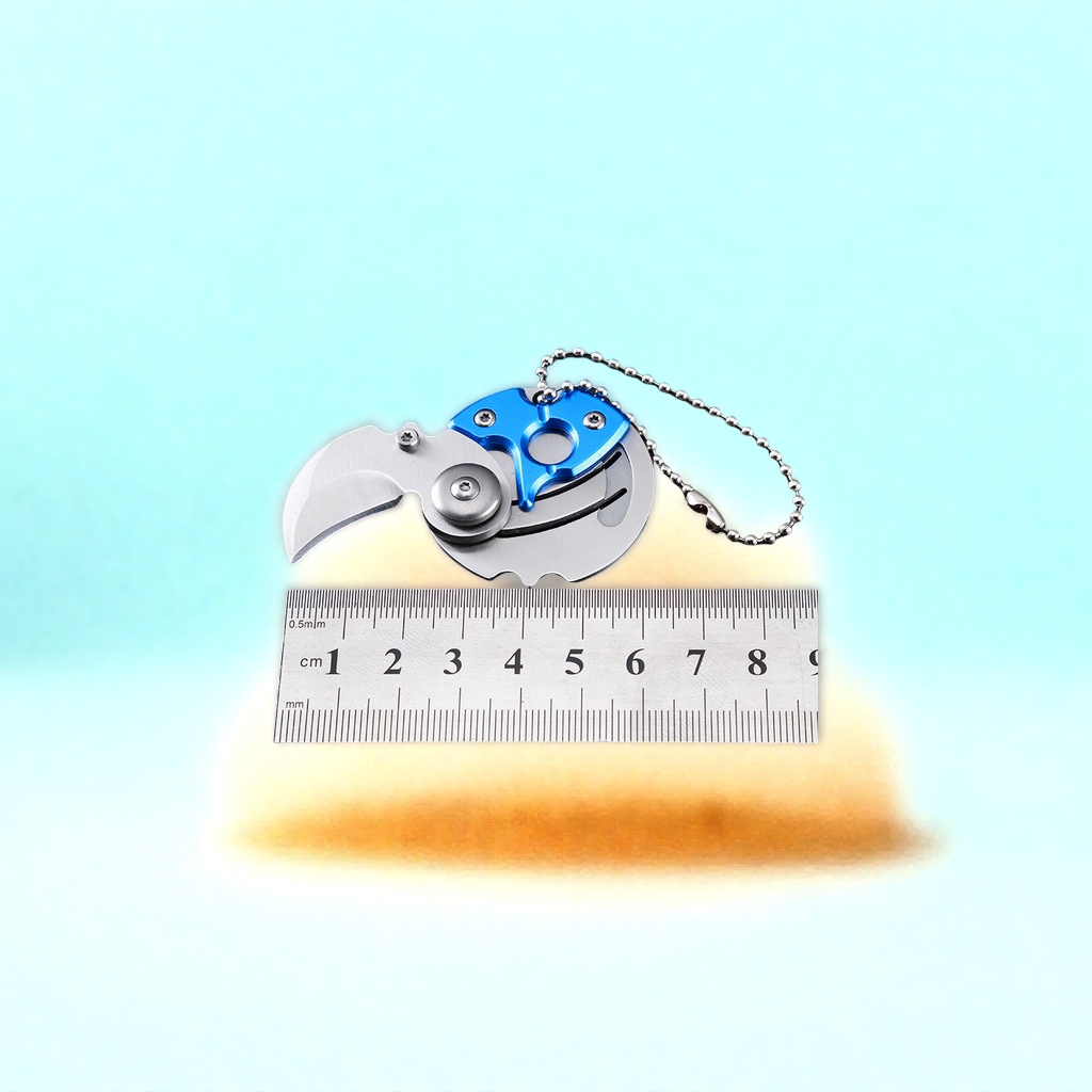 Mini outdoor folding knife, coin knife, multi-functional portable keychain knife, stainless steel fruit knife, folding knife, lightweight and practical, easy to carry with safety protection