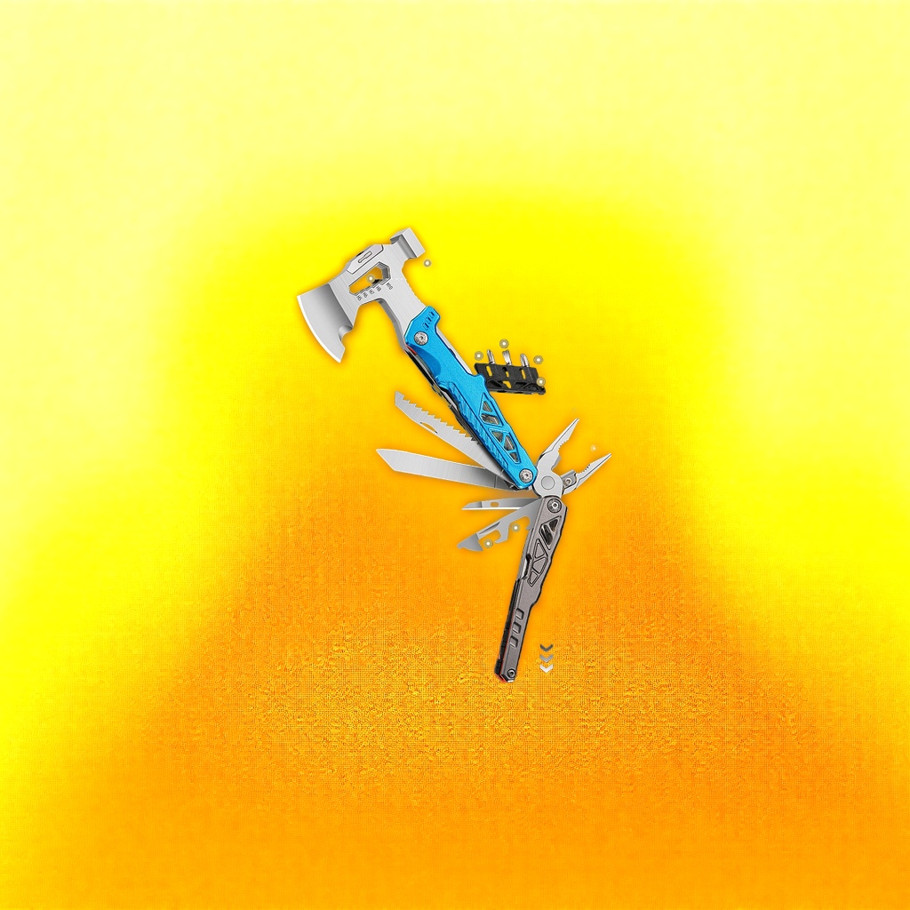 Wholesale outdoor multi-functional axes, vehicle-mounted hammers, pliers, firewood chopping tactical axes, camping survival firewood chopping axe combination tools details Picture