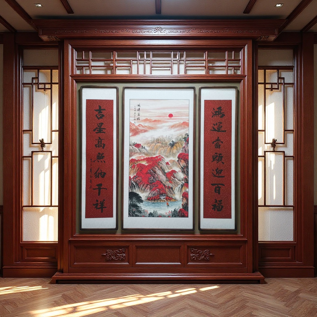 "Traditional Cultural New Year pictures, ancient-style decorative calligraphy and painting, central hall series, cross-stitch handicrafts, exquisite hanging paintings, home wall hanging artworks