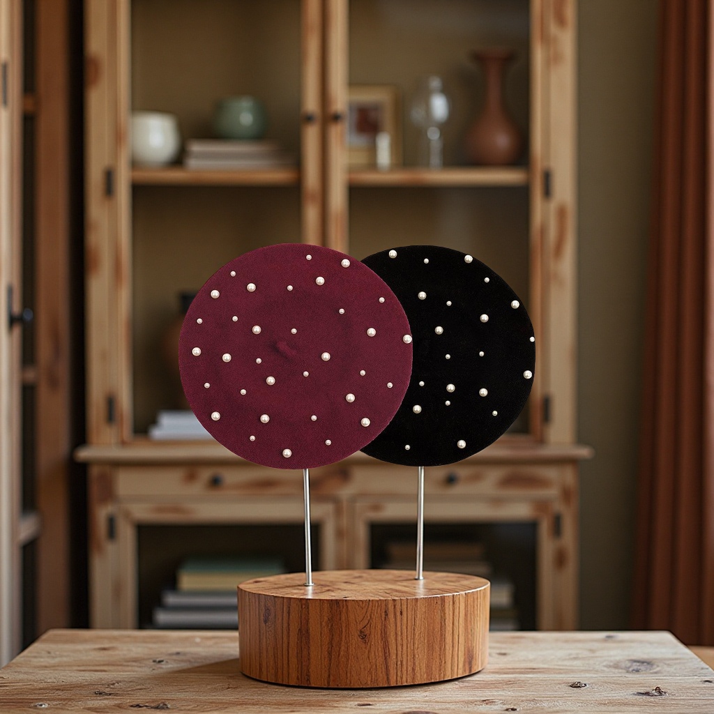 British retro chanel-style pearl decorated wool beret for women, Korean versatile painter hat, Japanese pumpkin hat for women, other categories Application Scenario