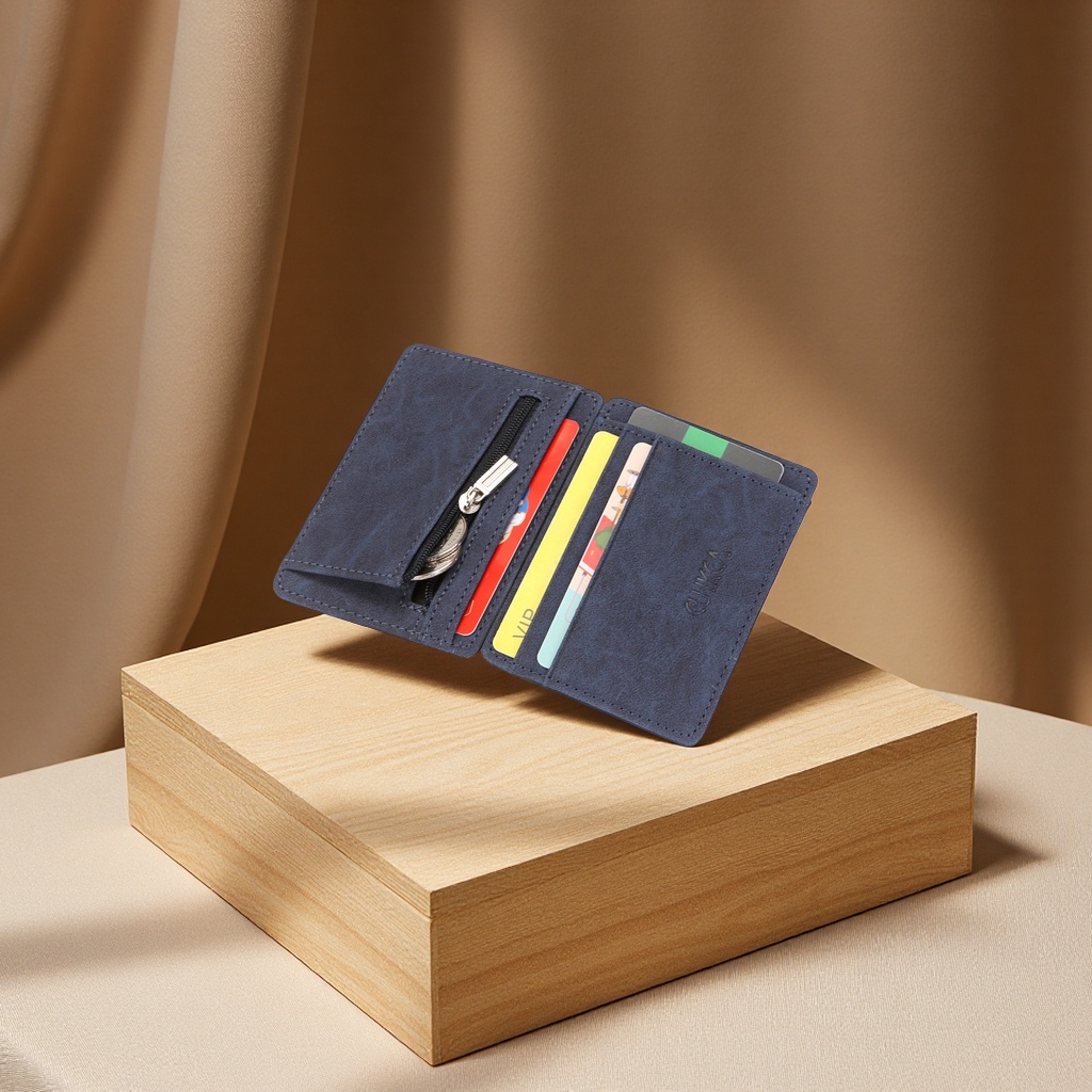 Cross-Border Pu Creative Men's Magic Wallet Clamshell Card Bag Women's Wallet Zipper Coin Wallet Short Wallet Delicate Card Sleeve Portable Storage Simple Design full figure