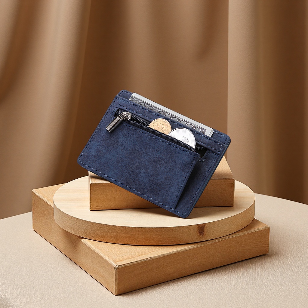 Cross-Border Pu Creative Men's Magic Wallet Clamshell Card Bag Women's Wallet Zipper Coin Wallet Short Wallet Delicate Card Sleeve Portable Storage Simple Design details Picture