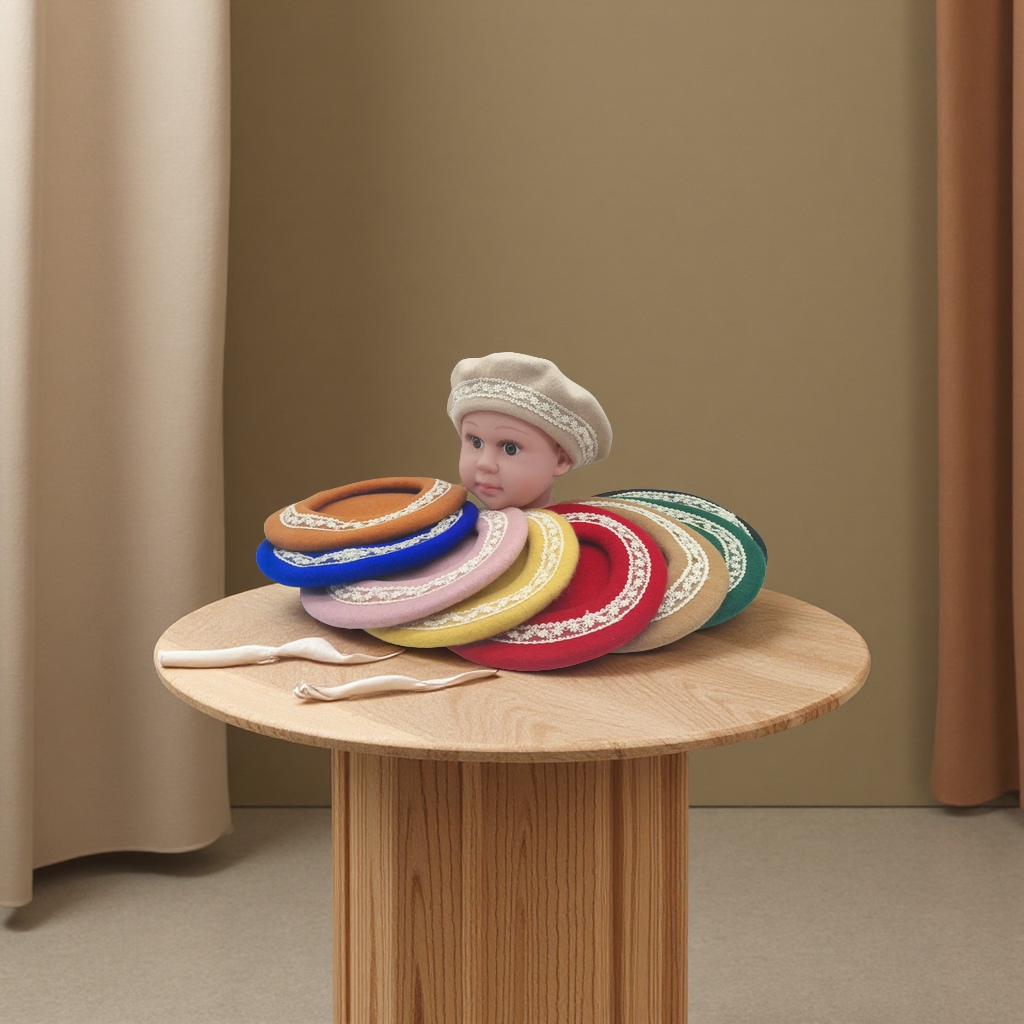 "Children's wool Beret women's pullover Versatile winter warm knitted cap Cashmere knitted fine texture soft and smooth, not prickly