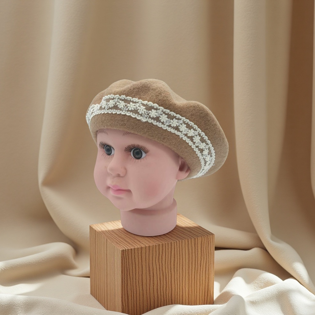 "Children's wool Beret women's pullover Versatile winter warm knitted cap Cashmere knitted fine texture soft and smooth, not prickly Item Picture