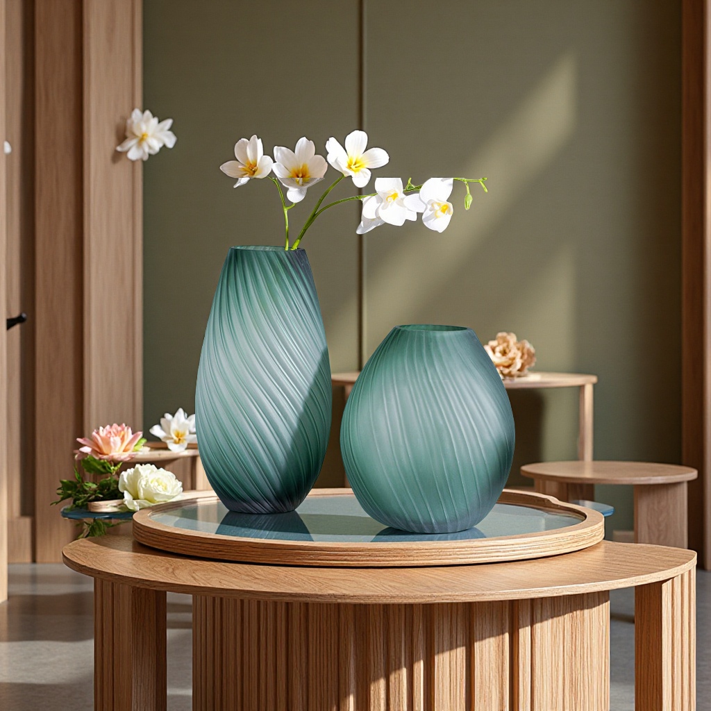 The frosted glass vase with a light luxury and high-end feel, water-grown fresh flowers, flower arrangement ornaments, decorative handicrafts for the living room and bedroom, and vase artworks present the aesthetics of life
