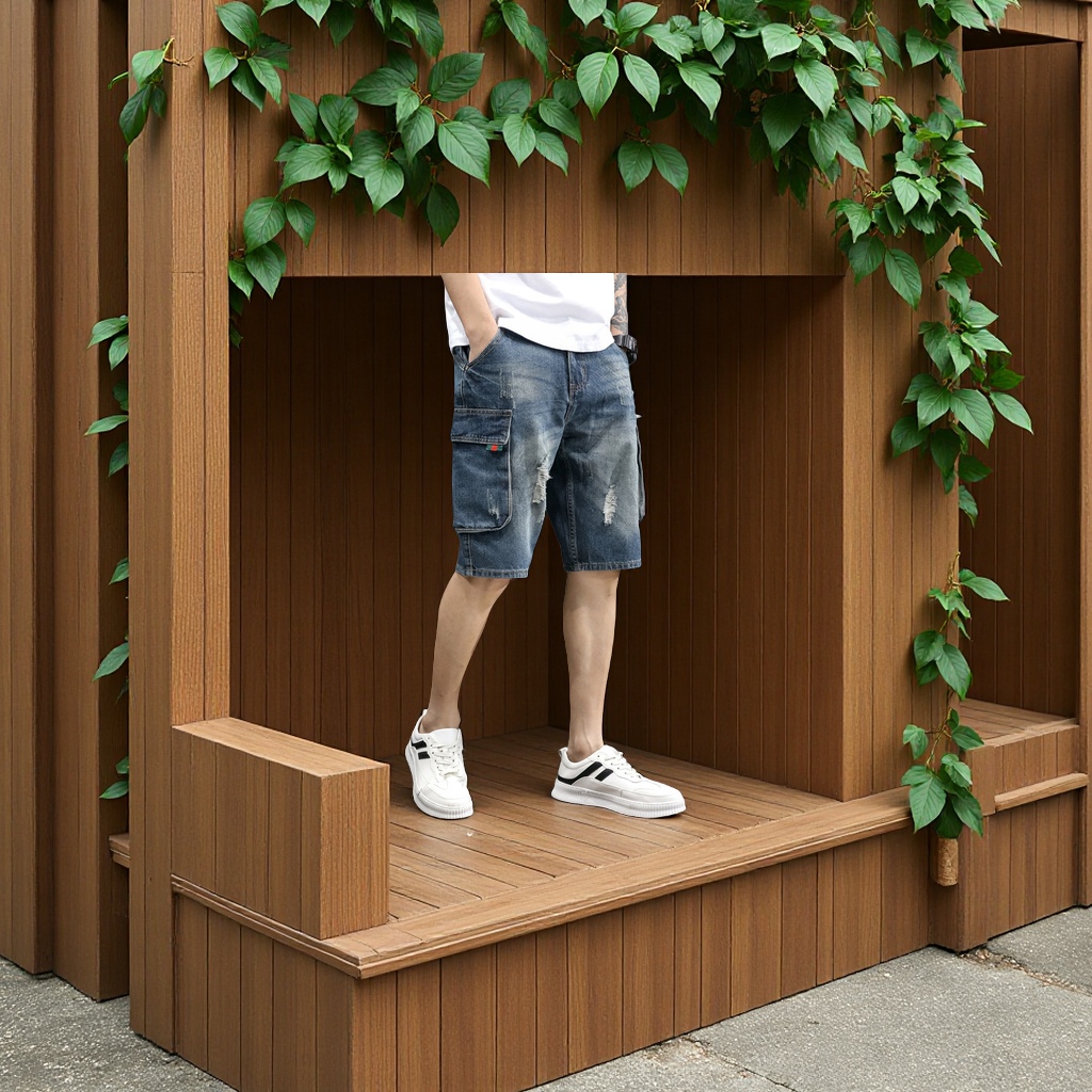 男士牛仔短裤五分裤 夏季韩版潮流宽松工装复古日系百搭适合胖子男士中裤