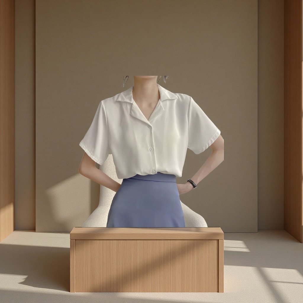 2025春夏季新款女式衬衫 韩版复古学院风职业西装领翻学生短袖 纯色上衣女装时尚潮流