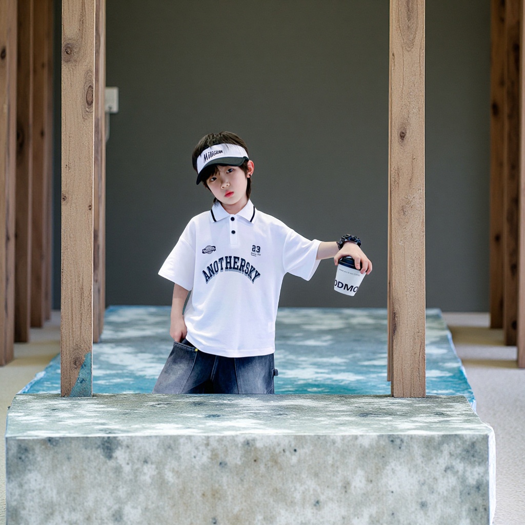 2025新款男大童夏季冰感Polo衫 童T恤运动短袖T恤 儿童男孩夏装半袖上衣轻薄透气
