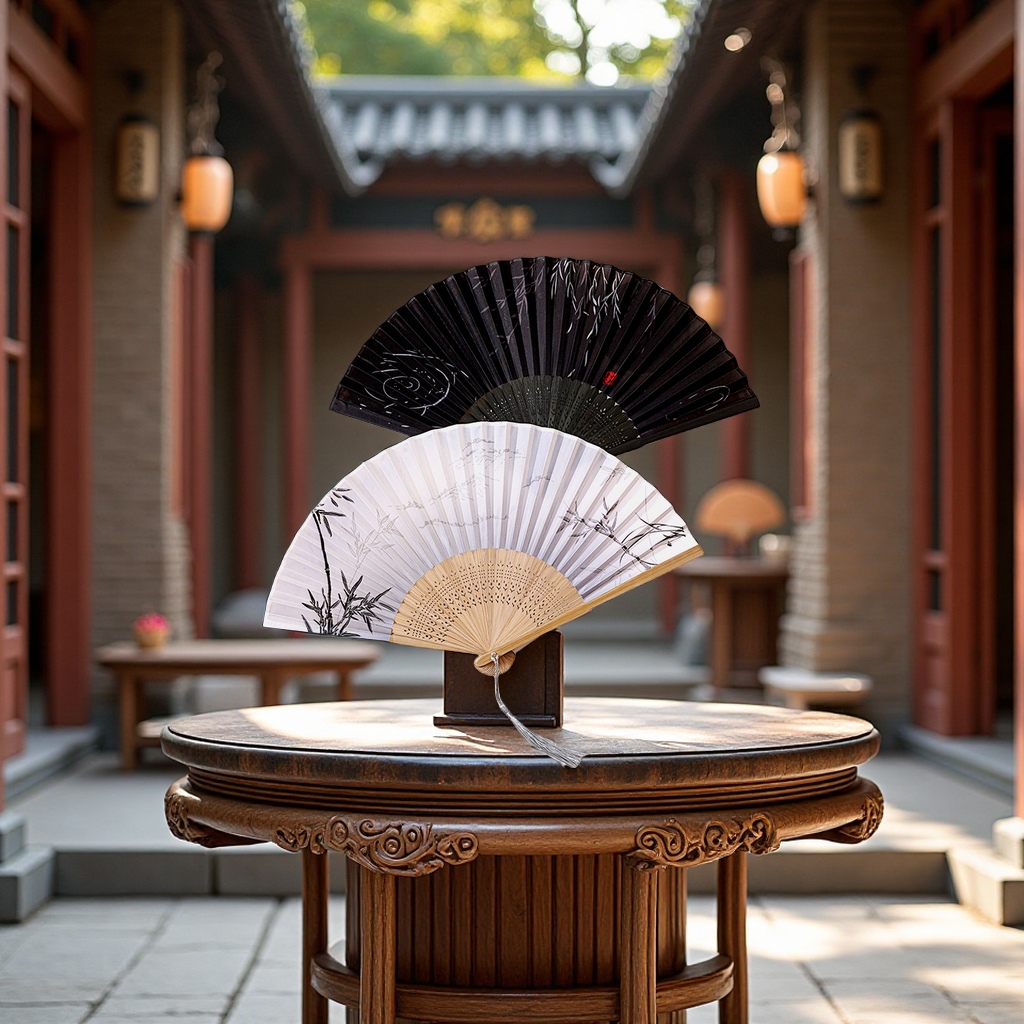 中国风夏日随身流苏折扇 古风男式汉服配饰 儿童舞蹈小竹扇 精致古代汉服扇子轻便携带