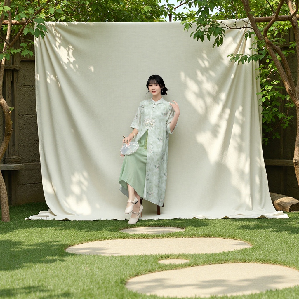 2025新款女装 夏装新中式改良旗袍连衣裙 大码裙子 风格独特 夏季新款连衣裙