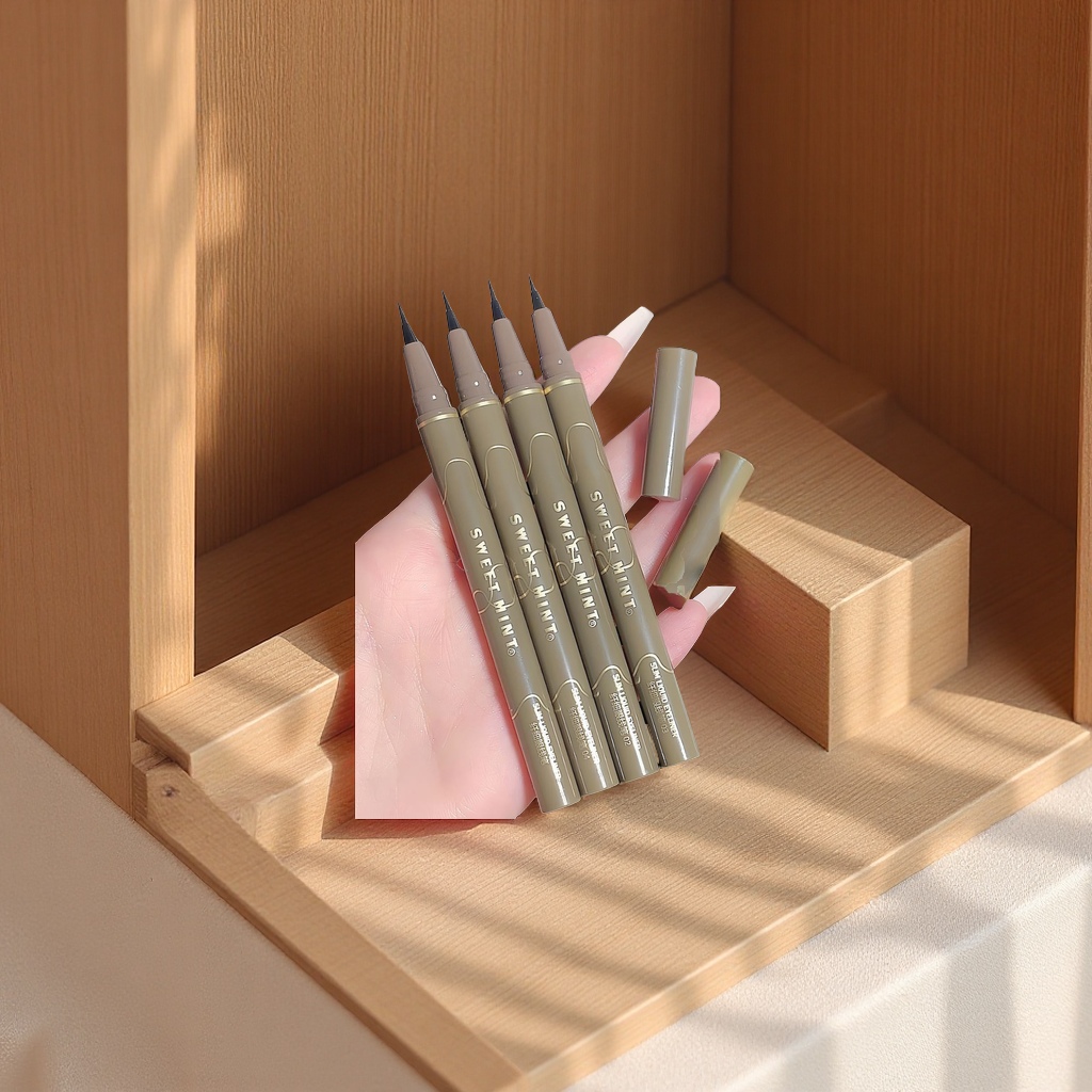 Sweet Mint Fine Eyeliner Pen: Extremely fine, waterproof, sweat-proof, non-smudge makeup eyeliner liquid pen, eye-brightening and long-lasting color display details Picture