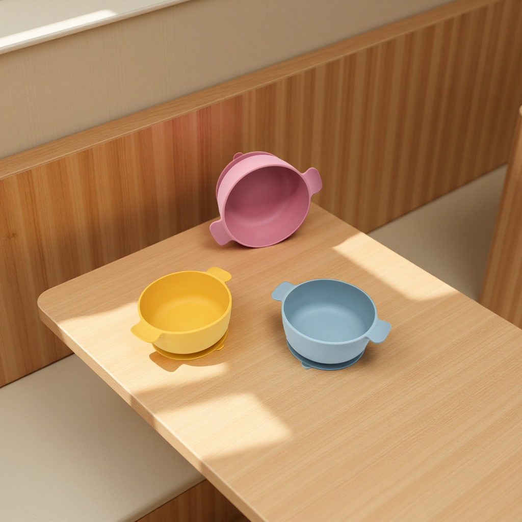 Baby-specific silicone bowls, anti-drop double-ear suction cups, custom-made complementary food bowls for babies learning to eat independently, children's tableware mugs, safe, non-toxic and easy to clean full figure