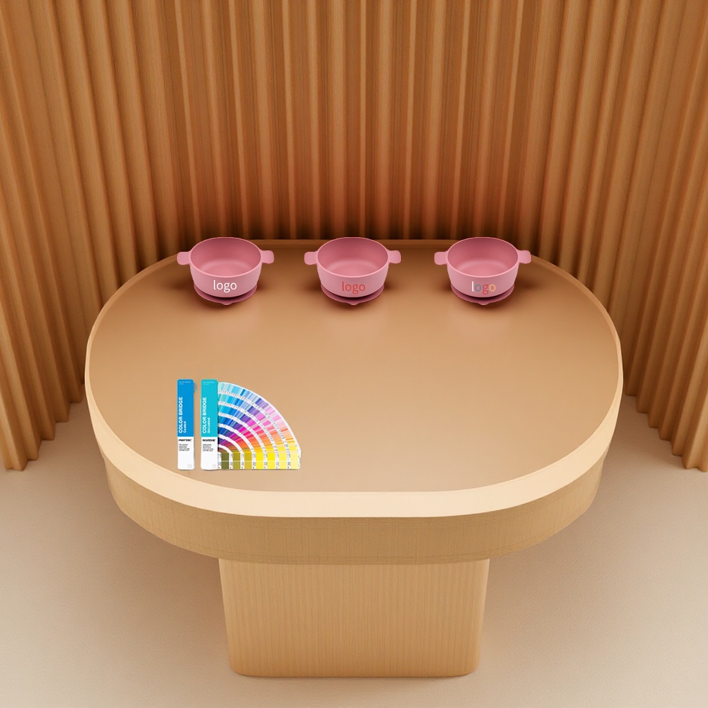 Baby-specific silicone bowls, anti-drop double-ear suction cups, custom-made complementary food bowls for babies learning to eat independently, children's tableware mugs, safe, non-toxic and easy to clean Specification drawing