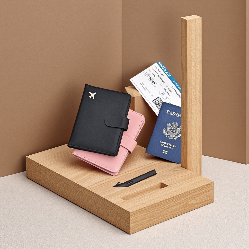 Amazon Selling Creative Aircraft Design Pu Material Rfid Anti-Theft Brush Passport Holder Travel Necessary Documents Storage Bag Cross-Border Manufacturers Direct Sales Quality Certificate Bag