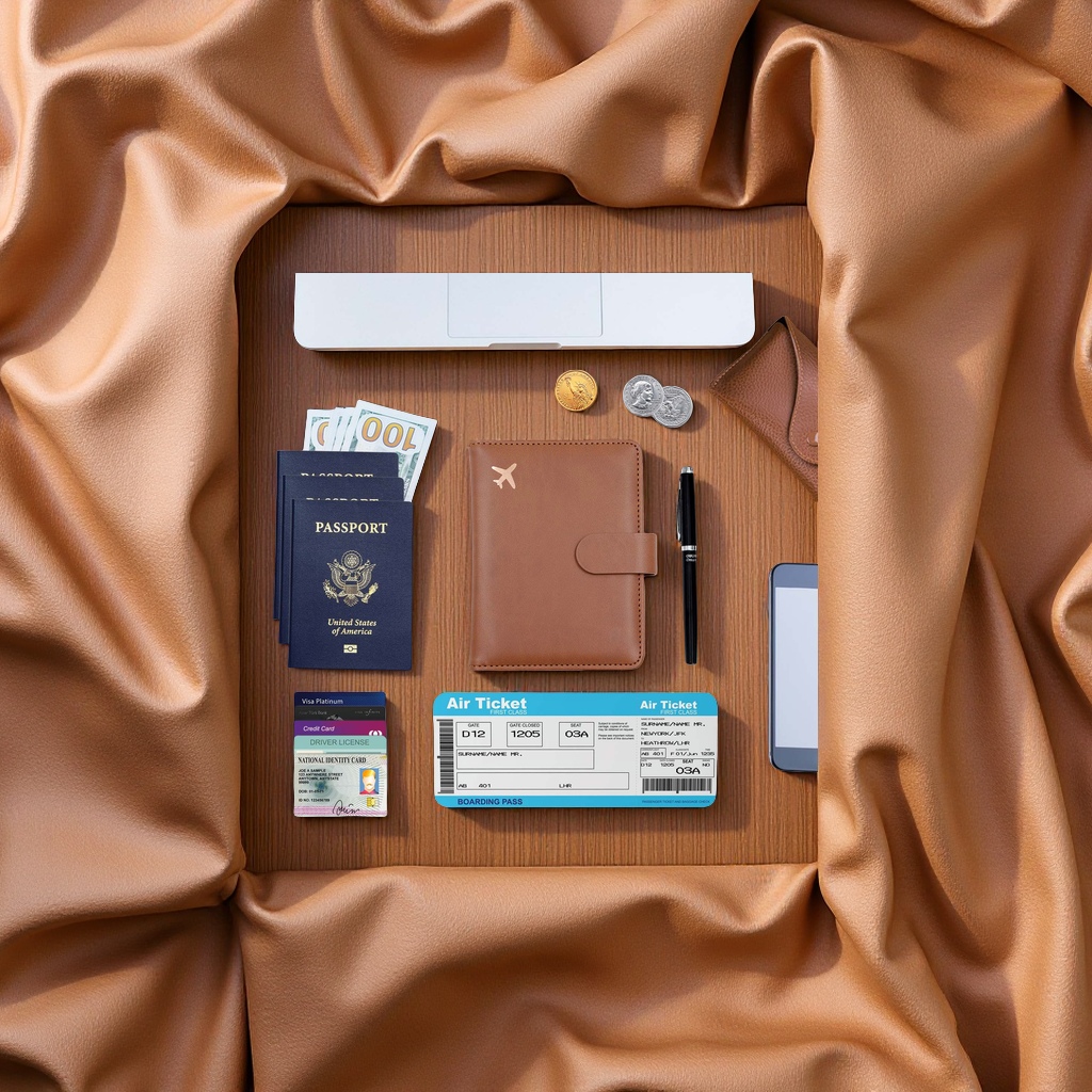 Amazon Selling Creative Aircraft Design Pu Material Rfid Anti-Theft Brush Passport Holder Travel Necessary Documents Storage Bag Cross-Border Manufacturers Direct Sales Quality Certificate Bag details Picture