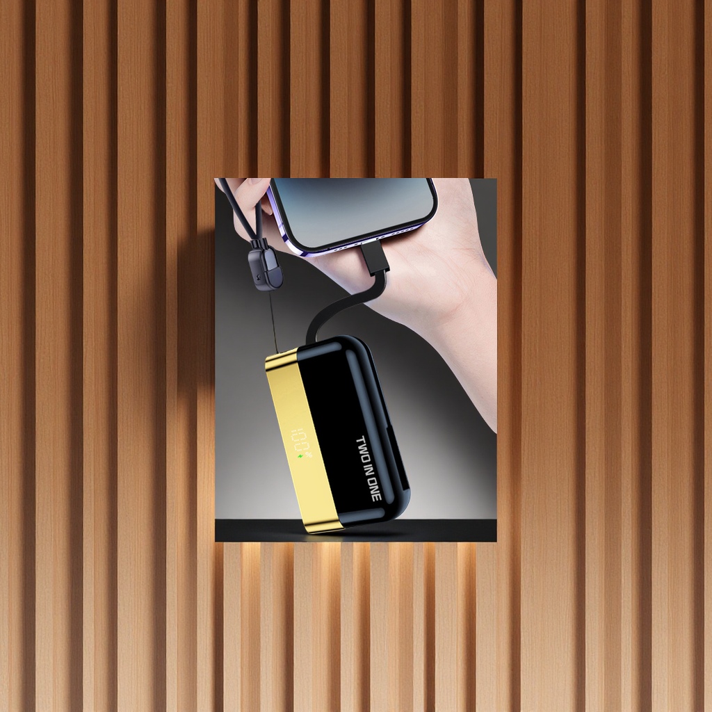 Customized Cross-Border Capsule 1.2 Super Fast Charging Power Bank With 10,000 Mah Built-In Cable Portable Power Bank Specification drawing