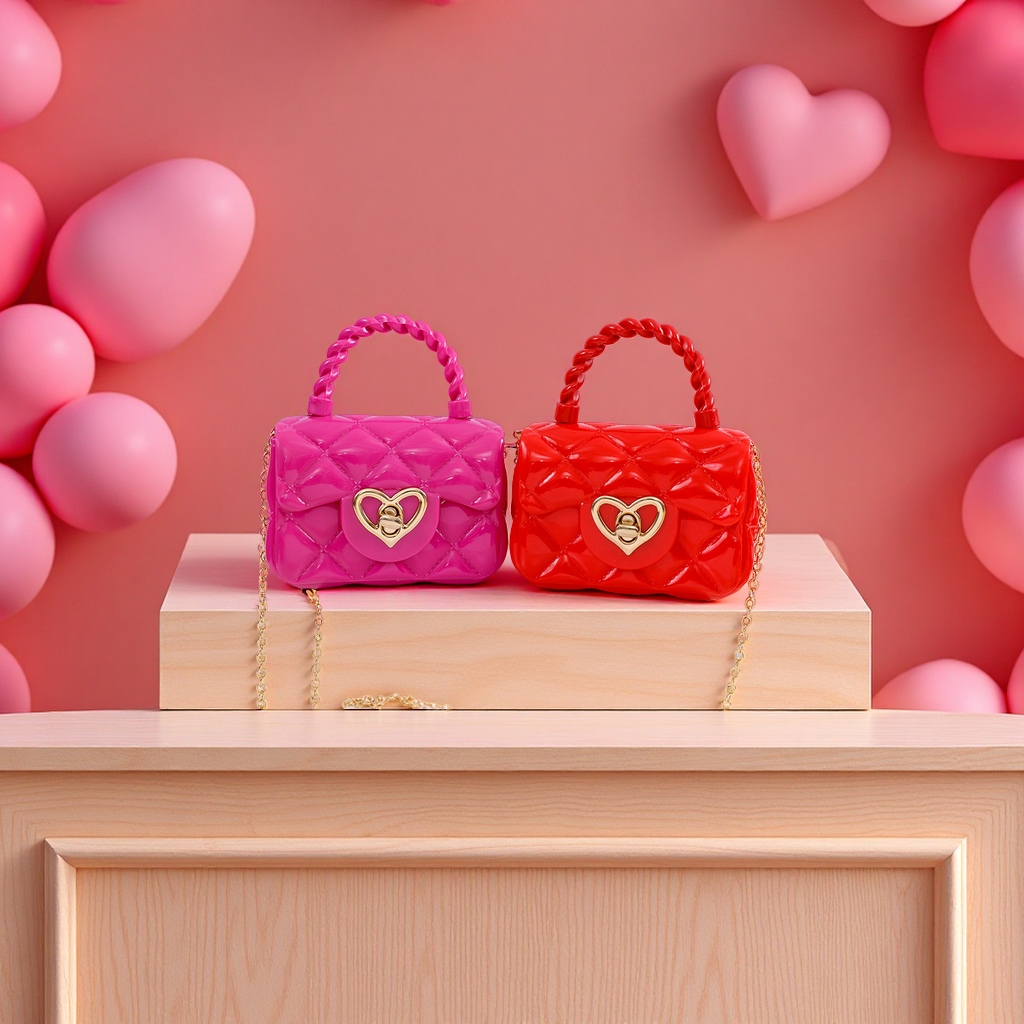Best-selling transparent jelly bag, heart-shaped hardware decoration lock pendant bag, mini hand-held crossbody bag for girls, super popular, cute and stylish PVC versatile macaron chain small bag, fashionable and trendy waterproof children's crossbody bag Application Scenario