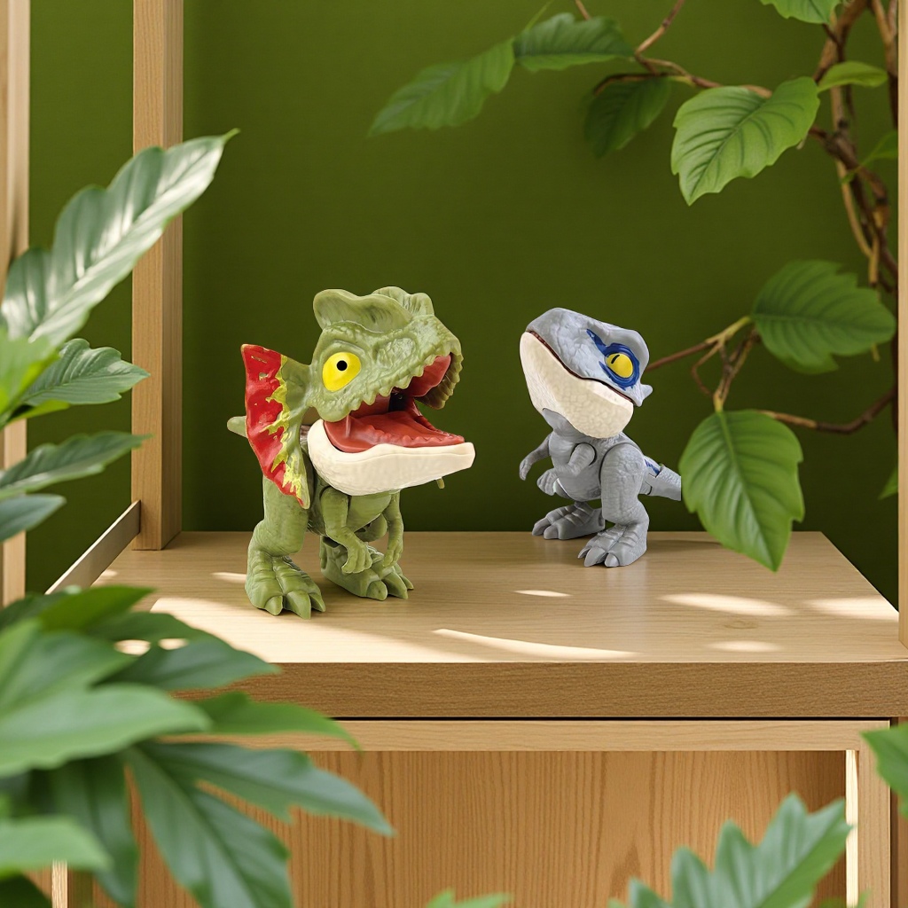 Cross-border children's special gacha figurine, small dinosaur simulation model, fingertip dinosaur toy, Tyrannosaurus rex, Triceratops image, finger-biting comfort gadget details Picture
