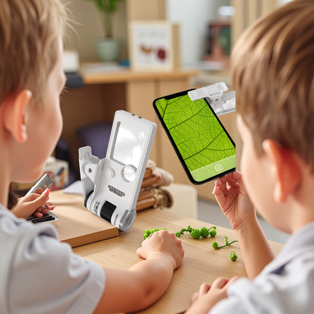 Children's portable microscope educational toys 10X-30+80X magnification plus magnifying glass, learning experiment set, boys' gift, science experiment toys, innovative learning tools details Picture