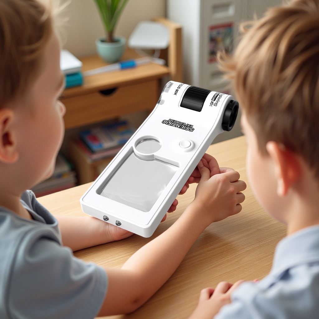 Children's portable microscope educational toys 10X-30+80X magnification plus magnifying glass, learning experiment set, boys' gift, science experiment toys, innovative learning tools Specification drawing