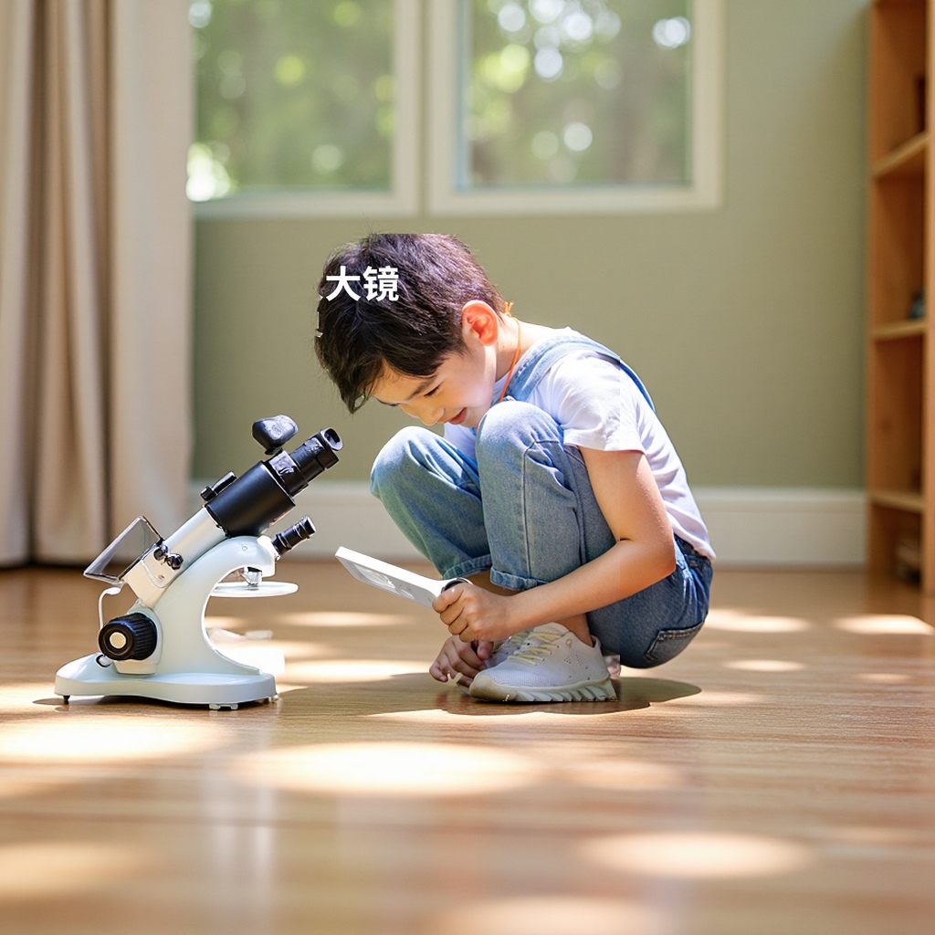 Children's portable microscope educational toys 10X-30+80X magnification plus magnifying glass, learning experiment set, boys' gift, science experiment toys, innovative learning tools Application Scenario