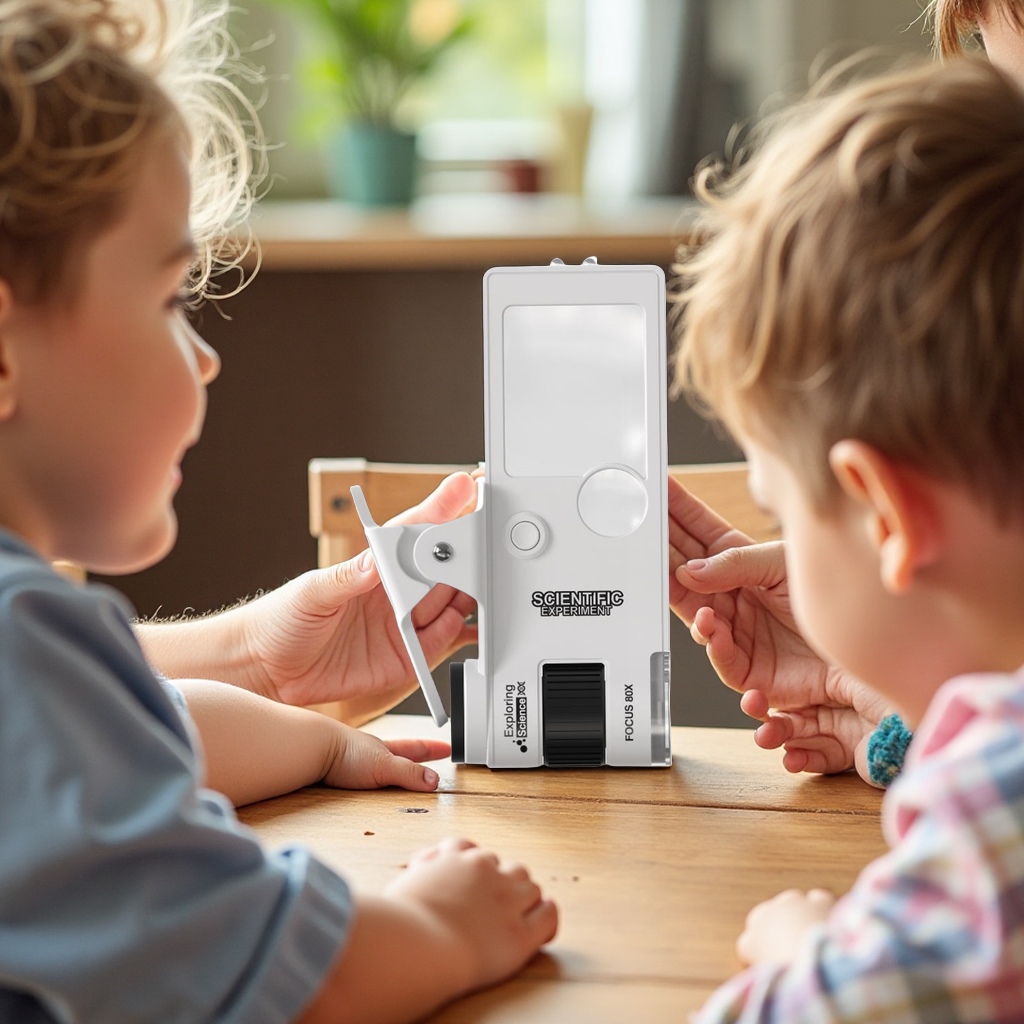 Children's portable microscope educational toys 10X-30+80X magnification plus magnifying glass, learning experiment set, boys' gift, science experiment toys, innovative learning tools Item Picture
