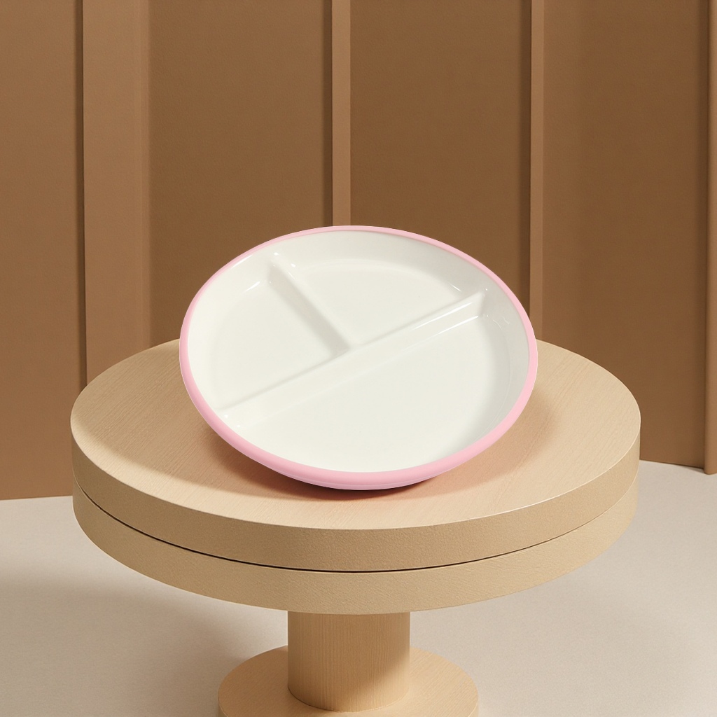 Children's complementary food tableware, three-compartment plates, cross-border silicone-wrapped ceramic compartments, cafeteria compartments, rice plates, feeding tableware, and separation plates, with more scientific nutritional combinations Specification drawing