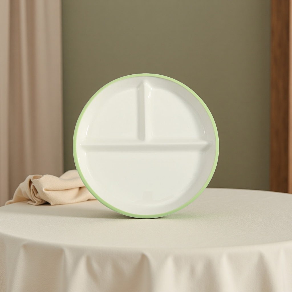 Children's complementary food tableware, three-compartment plates, cross-border silicone-wrapped ceramic compartments, cafeteria compartments, rice plates, feeding tableware, and separation plates, with more scientific nutritional combinations Item Picture