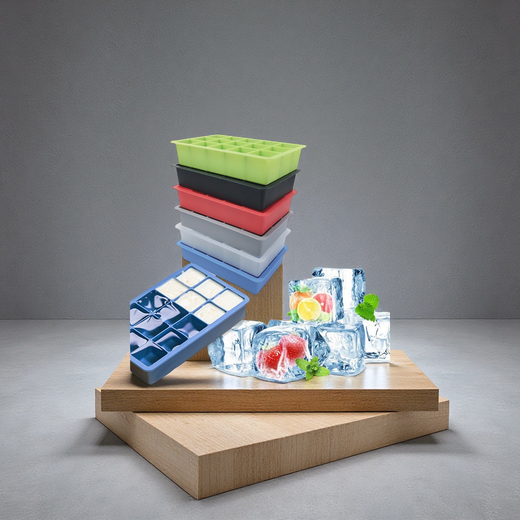 亚马逊热销 硅胶冰格15格 冰盒十五方块 创意家用冰块模具 硅胶冰盒冷饮冰格