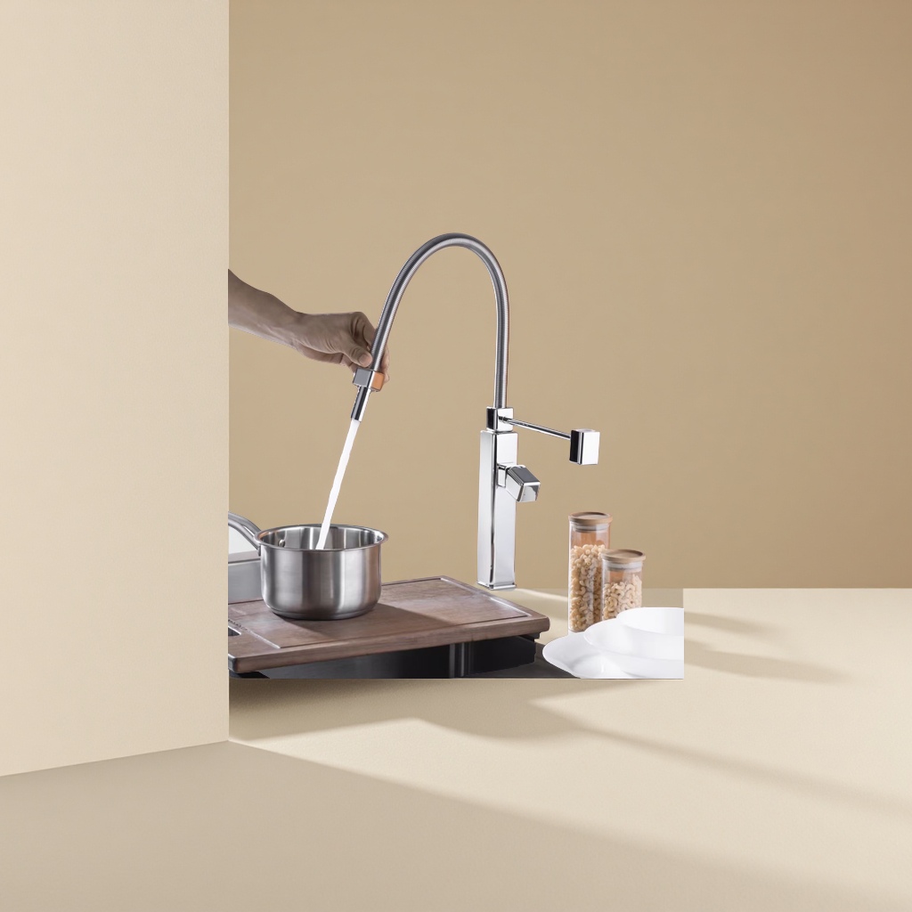 DEER MISA brand pull-out kitchen faucet, high-end kitchen faucet, faucet water dispenser accessories, durable and easy to clean Specification image